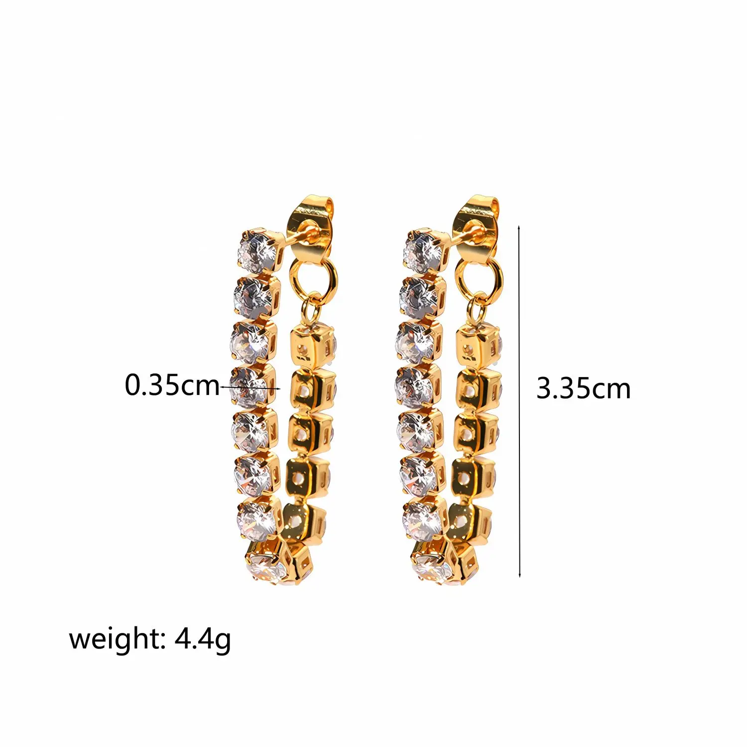 1 Pair Luxurious Simple Style Tassel Shape Stainless Steel 18K Gold Plated Inlay Rhinestone Women's Hoop Earrings h5 Picture2